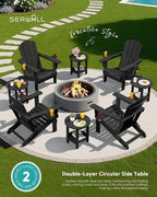 SERWALL Round Outdoor Side Table, HDPE Small Adirondack End Table, 2-Tier Patio - Image 7