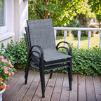Flamaker Patio Chairs Stackable Dining Chairs Set of 4 Metal and Teslin Outdoor Chairs for Lawn Deck Balcony Porch (Grey)