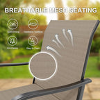 5 PCS Outdoor Bar Set with Outdoor Bistro Table and Chairs Set of 4, Bar Height Outdoor Dining Set, All Weather Mental Textilene High Swivel Bar Stools Chair Set of 4 and High Glass Bar Table