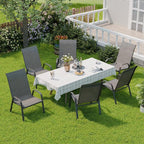 Patio Chairs Set of 6, Stackable Outdoor Dining Chairs for All Weather, Metal Modern Outside Furniture Chair for Pool Side, Garden, Backyard Deck, Dark Grey
