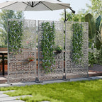 Casaphoria Metal Privacy Screen Outdoor, 72" H x 35" W Freestanding Decorative Privacy Screen for Patio Deck Balcony Garden with Stable Base, Grey-Perilla