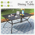 Sophia and William Patio Dining Set for 6, Outdoor Table and Chairs, Removable Seat Cushions, 60" Black Patio Dining Table,Blue