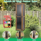Outdoor Storage Cabinet Weatherproof, Tall Wood Garden Potting Bench Table with Removable Shelves, Metal Top, Outdoor Patio Cabinet Work Station for Tool Accessories,17.8''x17.8''x62''