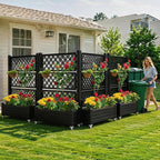 YITAHOME 43.3x17.7x61 in Planter Trellis Box with Wheels & Drain Plug, Outdoor Resin Raised Garden Bed for Climbing Plants, Large Weather-Resistant Design, Black
