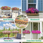 6pcs 24 Inch Window Deck with Coco Liner, 24" Window Boxes Horse Trough with Coconut Coir Liner, Metal Hanging Flower Planter Window Basket Deck Railing Planter Boxes for Outdoor Indoor Lawn