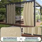Gazebo Curtains Outdoor Waterproof 6 Panels - Windproof, Privacy, Weatherproof Outside Drapes for Patio Pergola Porch, Grommet Top and Tab Bottom Drape, 110x84 Inch, Cream