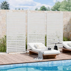 Casaphoria Metal Privacy Screen Outdoor, 72" H x 35" W Freestanding Decorative Privacy Screen for Patio Deck Balcony Garden with Stable Base, White-Benjamin