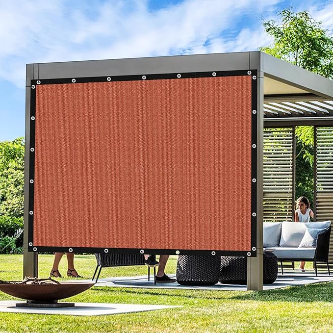 Artpuch 90% Sun Shade Cloth, 10 x 24 FT Pergola Shade Cover Canopy with Grommets, Sun Screen Fabric Tarp for Patio, Outdoor, Garden, Backyard, Rust Red