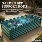YITAHOME 8x4x1.5ft 2pcs Large Raised Garden Bed Kit, Galvanized Metal Planter Box with Gloves, Ground Nails & Safety Rubber, Outdoor Above Ground Planters for Plants Vegetables Flowers, Green
