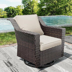 Joyside Outdoor Swivel Chair, Patio Swivel Chairs with Wide Armrest and Thick Cushions, Upgraded Large Size for Backyard, Garden, Poolside