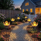 6 Pack Solar Stake Lights Outdoor Decorative Metal Ground Pathway LED Stake Lights Replacement Stakes Built-in Rechargeable Battery for Lawn Patio Yard Outdoor Garden Decor