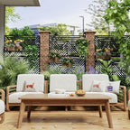 Casaphoria Metal Privacy Screen Outdoor, 72" H x 47" W Freestanding Decorative Privacy Screen for Patio Deck Balcony Garden with Stable Base, Black Zodiac