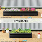 Outsunny Galvanized Raised Garden Bed, 8' x 3' x 1' Metal Planter Box, for Growing Vegetables, Flowers, Herbs, Succulents, Black