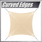 ColourTree 14' x 14' Beige Rectangle CTAPS16 Sun Shade Sail Canopy Mesh Fabric UV Block UPF50 - Commercial Heavy Duty - 190 GSM - 3 Years Warranty