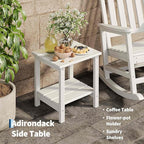 HDPE Rocking Chair Outdoor Set of 4 with 2 Side Table - Poly High Back Porch Rocker Chairs for Adults - All Weather Resistant Furniture for Patio Front Porch - White
