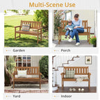LUE BONA Outdoor Bench, 2-Person HDPS Garden Bench, Outdoor Benches Weatherproof, All-Weather Fade/Rot Resistant Patio Bench for Park, Front Porch, Backyard (Brown-Oil Printed)