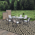 SAND MINE Waterproof Outdoor Rug 10x20 ft, Plastic Reversible Rug, Modern Area Rug, Large Floor Mat for Outdoors, RV, Patio, Backyard, Deck, Picnic, Beach, Camping, Black & Beige