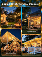 Brightown 108FT 50 LED Solar String Lights Outdoor Waterproof, Patio Lights with Remote, Dimmable & Timable, 3 Light Modes, Solar Lights Outdoor for Yard Camping Party Outside