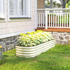 Outsunny 6.5' x 2' x 1' Galvanized Raised Garden Bed Kit, Outdoor Metal Elevated Planter Box with Safety Edging, Easy DIY Stock Tank for Growing Flowers, Herbs & Vegetables, Cream