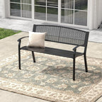 50.4" Garden Bench, Metal Outdoor Bench with Backrest and Curved Armrests for Patio Porch Lawn, Black