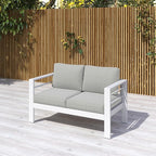 Kiss the Water Outdoor Patio Furniture Loveseat Sofa, All-Weather Metal Aluminum Patio Couch with 5" Thick and Soft Cushion and Wide Arm, Outdoor Couch for Balcony, Porch, Backyard