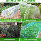 60pcs Garden Hoops for Raised Beds Wide, 8ft Greenhouse Hoops Grow Tunnel for Row Cover Netting, Adjustable Fiberglass Rust-Free Garden Bed Plant Hoops Support DIY Frame Stake for Outdoor, 40pcs Clips