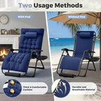 Homall Oversized Zero Gravity Chair, 32In Recliner Lounge Chair with Removable Soft Cushion and Cup Holder, Adjustable Anti Gravity Chair Folding Patio Chairs Padded for Indoor and Outdoor, Blue
