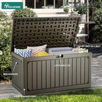YITAHOME 90 Gallon Large Deck Box with Side Handles, Outdoor Double-Wall Storage for Patio Furniture Cushions, Garden Pool Accessories, Waterproof & Lockable