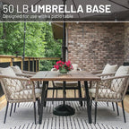 US Weight Durable Fillable Umbrella Base for Patio Table - 50 Pound Capacity Heavy Duty Adjustable Stand for Outdoor Umbrellas - Made in The USA