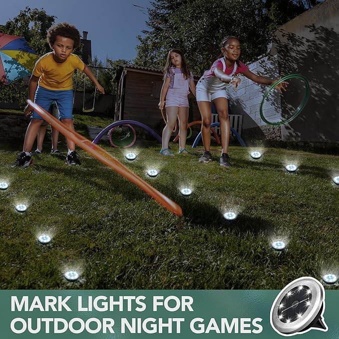 SOLPEX Mini Solar Ground Lights, 10 Pack Solar Lights Outdoor Waterproof, Pathway Lights Solar Powered, Solar Garden Light, Landscape Lighting for Yard Driveway Walkway (Cool White)