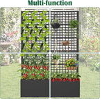 Metal Planter Box with Trellis 47" L x 16" W x 72" H, Raised Garden Bed with Privacy Screen, Privacy Planters for Climbing Plants, Flowers, Vegetables, Fruits
