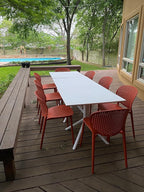 2xhome Set of 2 Patio Dining Chairs | Modern Stackable Outdoor Pool Side Chair | Weather Resistant Plastic for Yard, Porch, Balcony, Kitchen, Orange