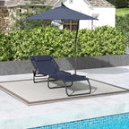 Outsunny Folding Chaise Lounge Chair, Patio Sun Tanning Chair, Outdoor Chaise Lounger with 4-Position Reclining Back, Breathable Mesh Seat for Beach, Poolside, Yard, Dark Blue