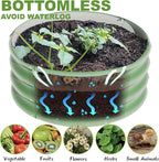 2Pcs 2X2X1ft Round Raised Garden Bed Kit,Galvanized Raised Garden Beds Outdoor, Metal Planter Box Steel Kit Flower Herb,Vegetables..Grass Green