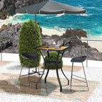 Outsunny 28" Outdoor Bar Table, Faux Wood Patio Furniture, Square Wood-Like Patio Table with Water Safe Design for Deck, Backyard, Lawn, Brown