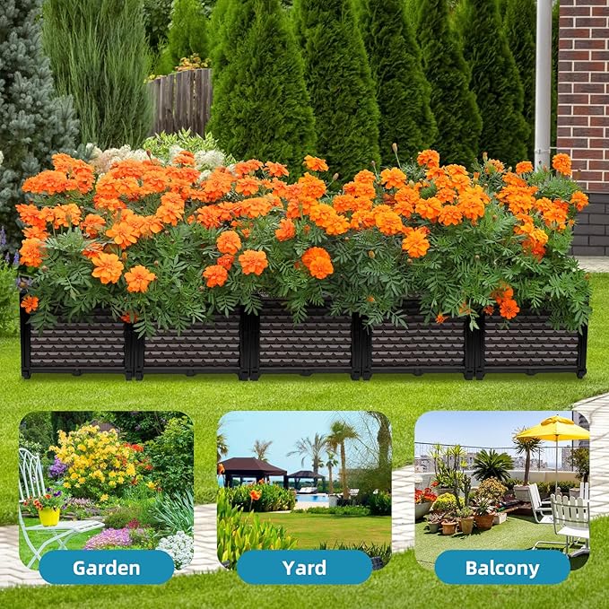 Large Planters for Outdoor Plants 14" Tall Planter Box, Raised Beds for Gardening Self Watering, Elevated Planter Box with Legs, Rectangular Garden Planters for Outdoor Plants Flowers, 78.7"L x 15.7"W