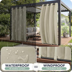 Outdoor Curtains for Patio Waterproof 6 Panels - Windproof, Privacy, Weatherproof Outside Drapes for Gazebo Pergola Porch, Grommet Top and Tab Bottom, 54x108 Inch, Taupe