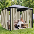 Gazebo Curtains Outdoor Waterproof 6 Panels - Windproof, Privacy, Weatherproof Outside Drapes for Patio Pergola Porch, Grommet Top and Tab Bottom Drape, 54x95 Inch, Taupe