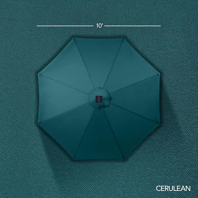 Best Choice Products 10ft Solar LED Offset Cantilever Hanging Market Patio Umbrella, Smooth 360° Rotation, 8 Sturdy Ribs, Easy Adjustment - Cerulean