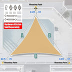 Amgo Custom Size 14' x 14' x 14' Sand Beige Triangle Sun Shade Sail Order to Make Canopy Awning UPF50+ AGSLT, 95% UV Blockage, Water & Air Permeable, 200GSM Commercial Standard (We Customize)