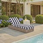 SAFAVIEH Outdoor Patio Furniture Collection - Gillian Heather Tan Rope Daybed, Black Stripe Cushion, Coastal Sunlounger, Fully Assembled (PAT7527E)