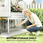 Outsunny Galvanised Raised Garden Bed with Greenhouse Cover, Metal Elevated Garden Bed with Legs, Bed Liner and Bottom Shelf, Outdoor Raised Planter Box for Vegetables, Herbs, Flowers, Silver