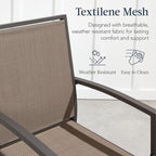 Best Choice Products Outdoor Bar Stools Set of 2, Bar Height, Patio Furniture, All Weather Mesh Design w/Armrest - Brown/Brown