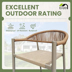 4 Pcs Stackable Patio Dining Chairs, Aluminum Rattan Outdoor Dining Chair with Arms, Woven Rope Garden Armchair Metal No Assembly for Bistro Balcony Porch Deck Yard Cafe Restaurant, Light Brown
