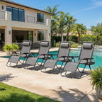 Homall Zero Gravity Chair Patio Folding Lawn Outdoor Lounge Reclining Chair with Cup Holder Pillows for Poolside Backyard and Beach Set of 4 Double Grey