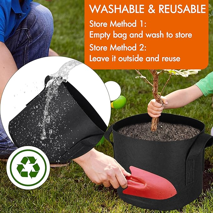 Gardzen 6-Pack 20 Gallon Grow Bags, Aeration Fabric Pots with Handles, Heavy Duty Cloth Pots for Plants