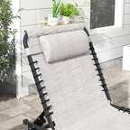 Outsunny Folding Chaise Lounge Chair Set of 2, Patio Sun Tanning Chair, Outdoor Chaise Lounger with 4-Position Reclining Back, Breathable Mesh Seat for Beach, Poolside, Cream