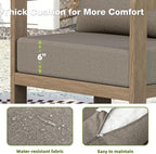 Outdoor Patio Furniture Set, 5 Pieces Modern Metal Patio Conversation Set with 6" Thick Cushions, Outdoor Lounge Sofa 350lbs for Backyard Porch Balcony, Brown