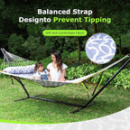 Hammock with Stand for Two, Polyester, 500 lb Capacity, White Grey