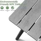 70" Patio Outdoor Dining Table for 6, Weather-Resistant Aluminum Frame with Wood-Grain Top & Umbrella Hole for Deck Gatherings, Grey